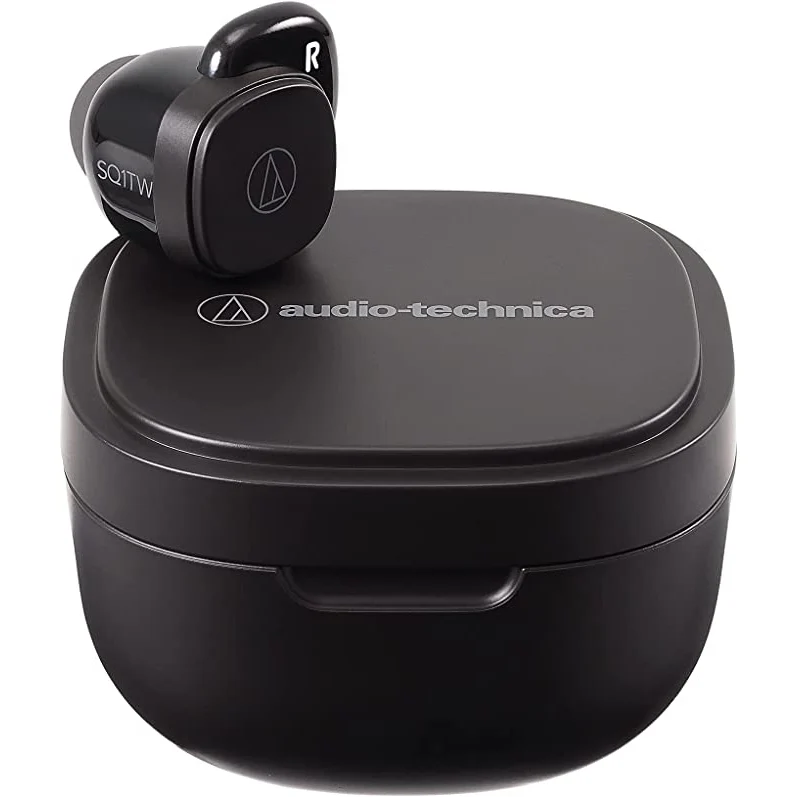 Audio-Technica ATH-SQ1TW Truly Wireless Earbuds, Black [Accessories] - Image 2