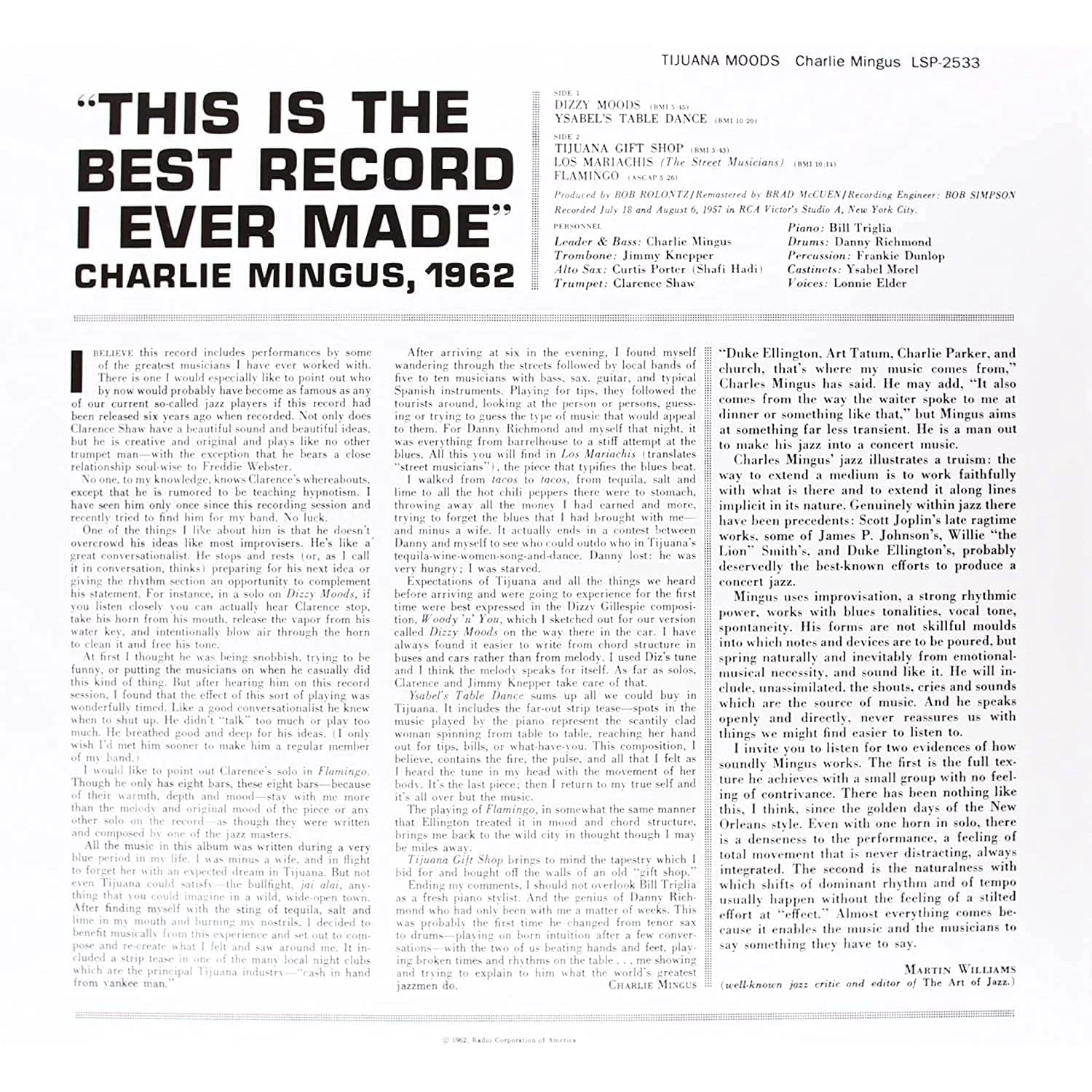 CHARLES MINGUS - Tijuana Moods (Royal Blue) [VINYL] - Image 2