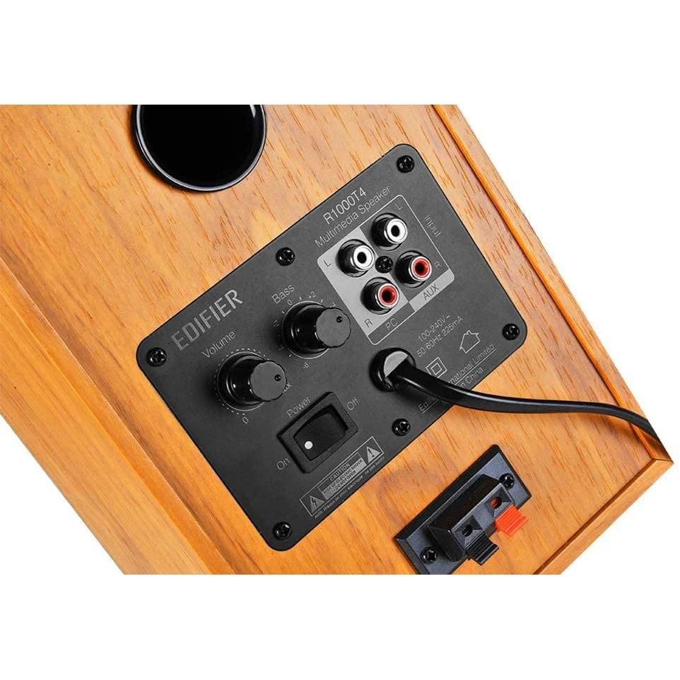 Edifier R1000T4 Active 2.0 Powered Bookshelf Speaker System For TV, PC, Laptop, Computer - 24W Total Power Output - 4" Bass Driver - Brown [Tech & Turntables] - Image 3