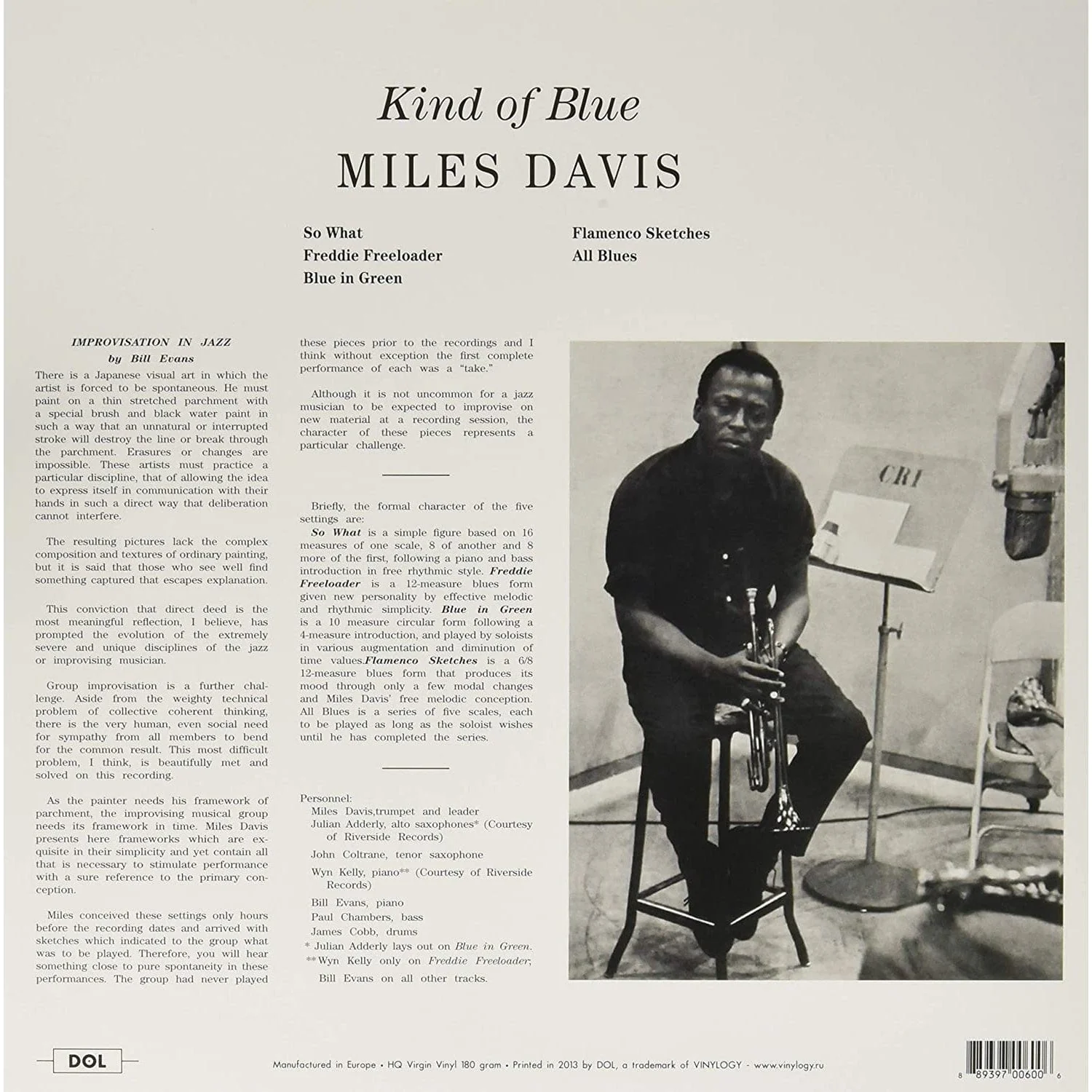 Kind Of Blue (Blue Edition) - Miles Davis [Colour Vinyl] - Image 2