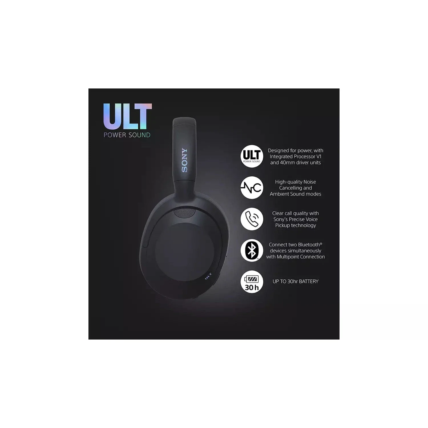 Sony ULT Wear Over-Ear Wireless NC Headphones - Black [Accessories] - Image 2