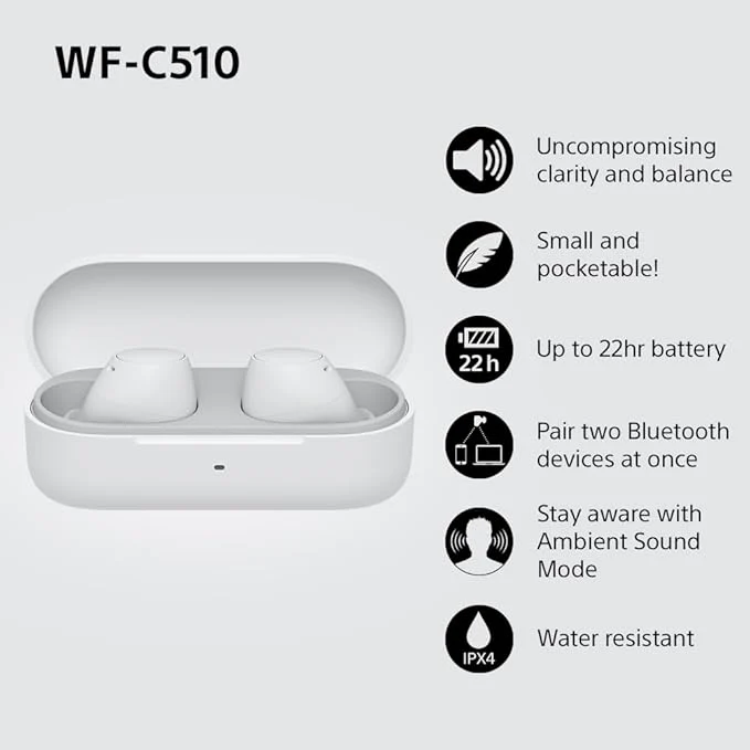 Sony WF-C510 Truly Wireless Earbuds – Small, Light, Bluetooth In Ear Headphones [Accessories] - Image 2