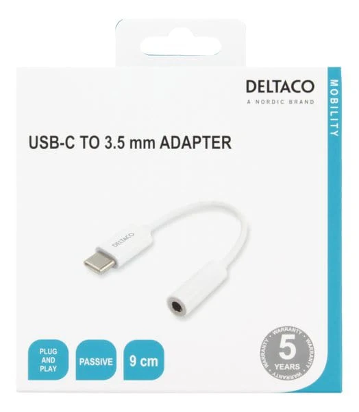 DELTACO USB C TO 3.5MM WHITE [Accessories]